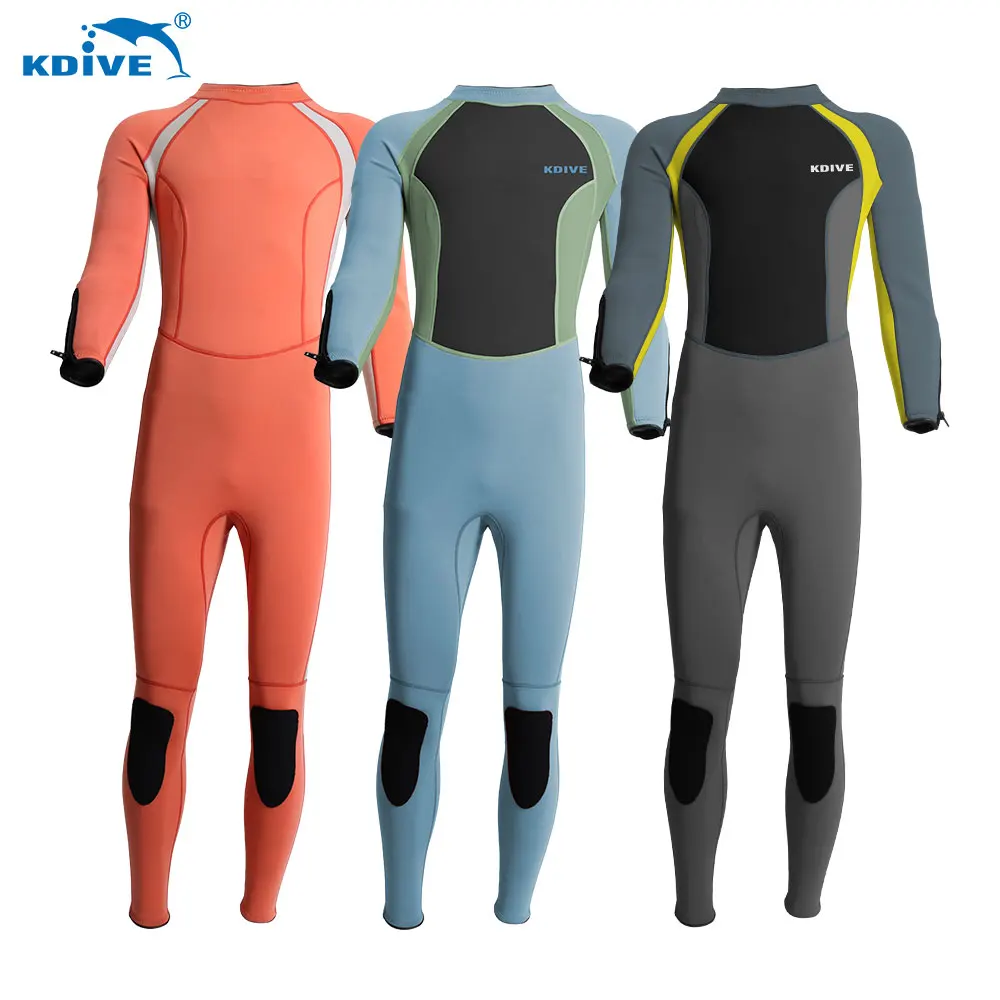 KDIVE Wholesale Customized 3MM Neoprene Back Zip Long Sleeve Wet Suit Smooth Skin Diving Surfing Clothes for Women