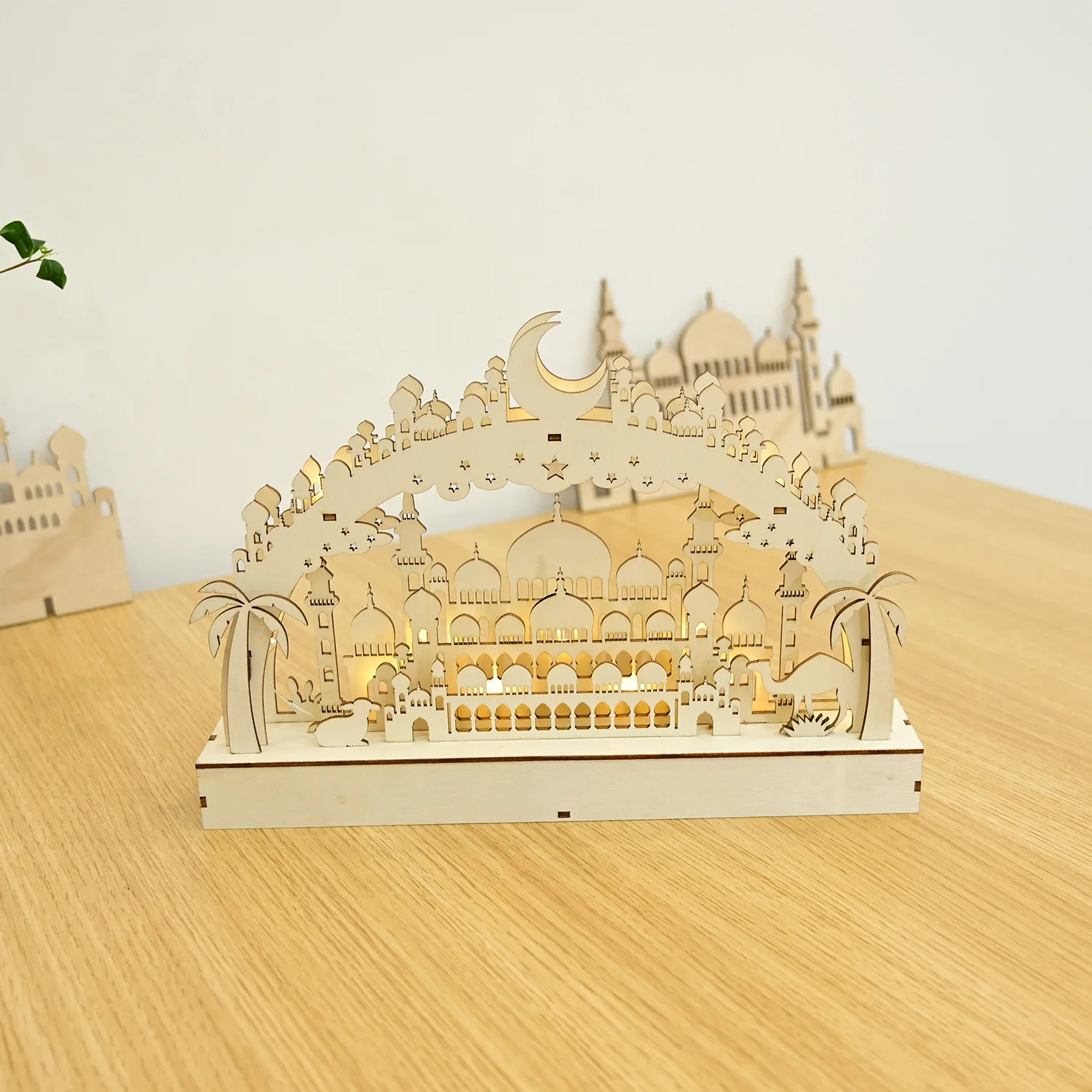Muslim Mosque Camel Castle Wooden Tabletop Decoration For Islam Party Ornaments