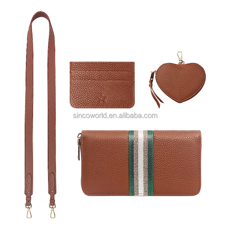 2024 New products pebble leather designer webbing splicing long coin wallet for women female