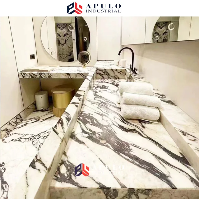 Luxury Calacatta Viola White Marble with Purple Vein Slabs For Kitchen Countertop And Bathroom