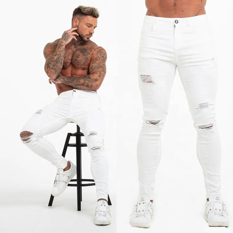 Dropship Hot Sale New Fashion Super Skinny Spandex Men Ripped Jeans