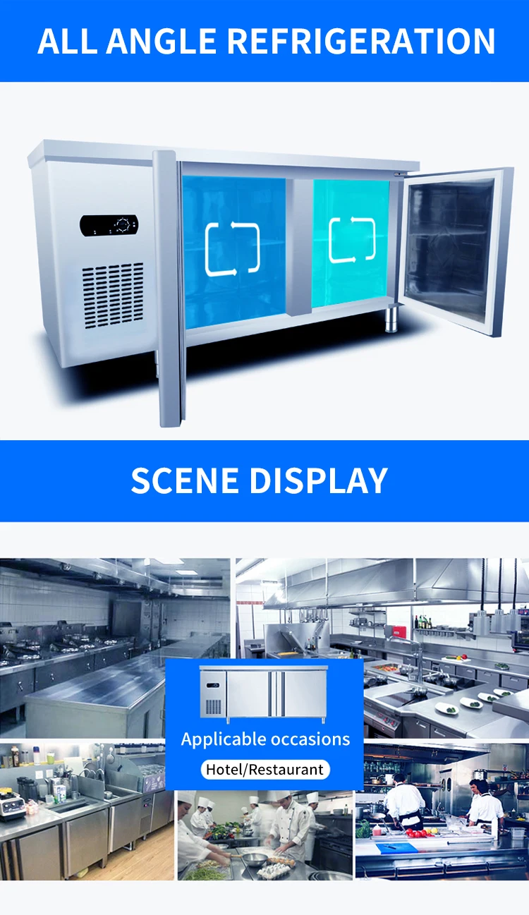 Factory wholesale 2 door counter chiller worktop refrigerator undercounter freezer