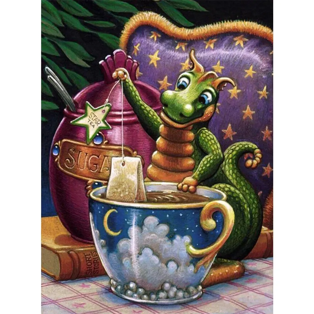 M-C-89 New cartoon  diy diamond painting full of diamond stickers cross stitch handmade home decoration-Green Dragon
