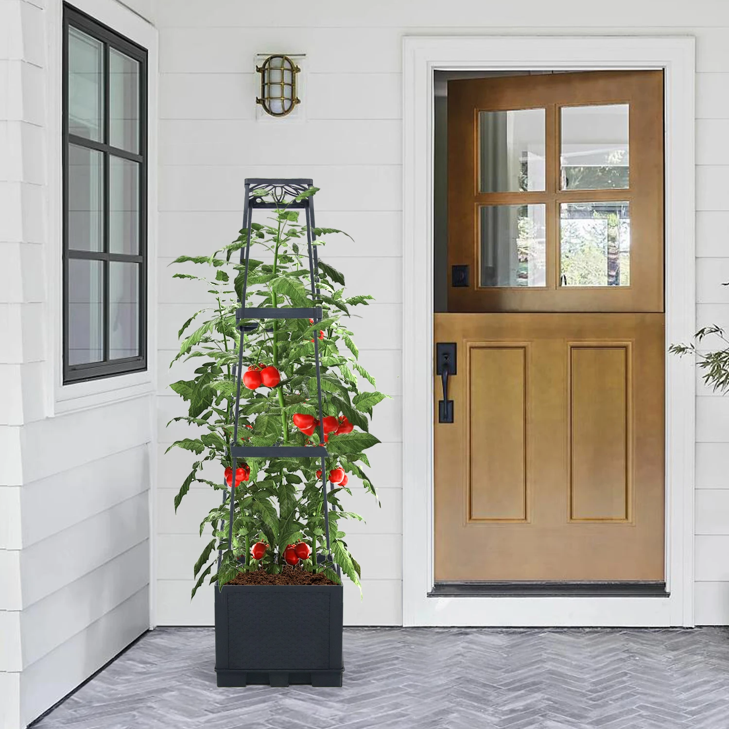 Tall Plant Support Tower Climbing Plants Trellis Stand Garden Vertical Tomato Planters with Cages for Raised Garden Bed