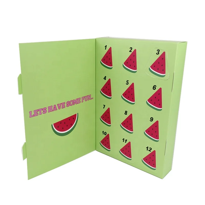 Custom Printed 12 Days Advent Calendar Boxes Christmas Cosmetic Gift Paper Calendar Box