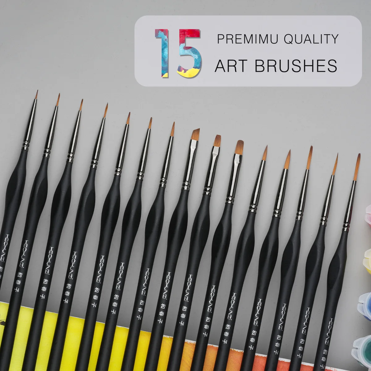 High quality 15 PCS Miniature brushes nylon paint brushes for acrylic , watercolor, oil painting