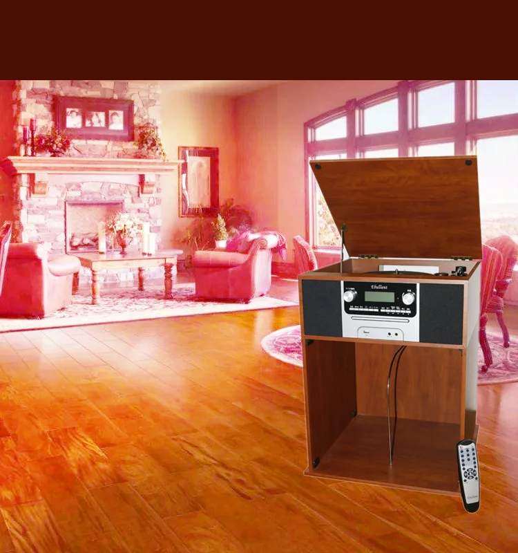 Vintage Classic wooden Gramophone with Turntable Player CD Pleayer AM/FM Radio