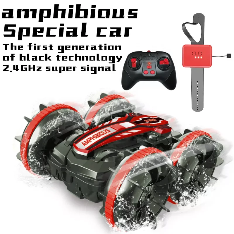 New 4WD 2.4Ghz Rotating 360 Waterproof Stunt Vehicle Amphibious Car Kids Rolling Remote Control Toy Car