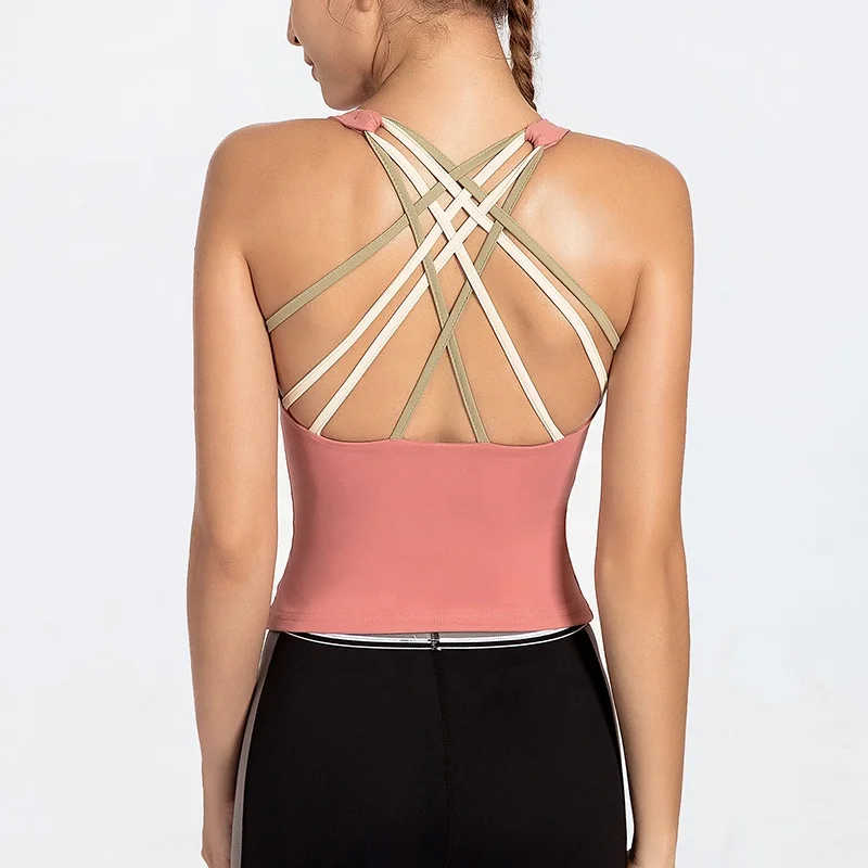  Ladies Cloth Solid Color Fitness Yoga Vest And Leggings Gym