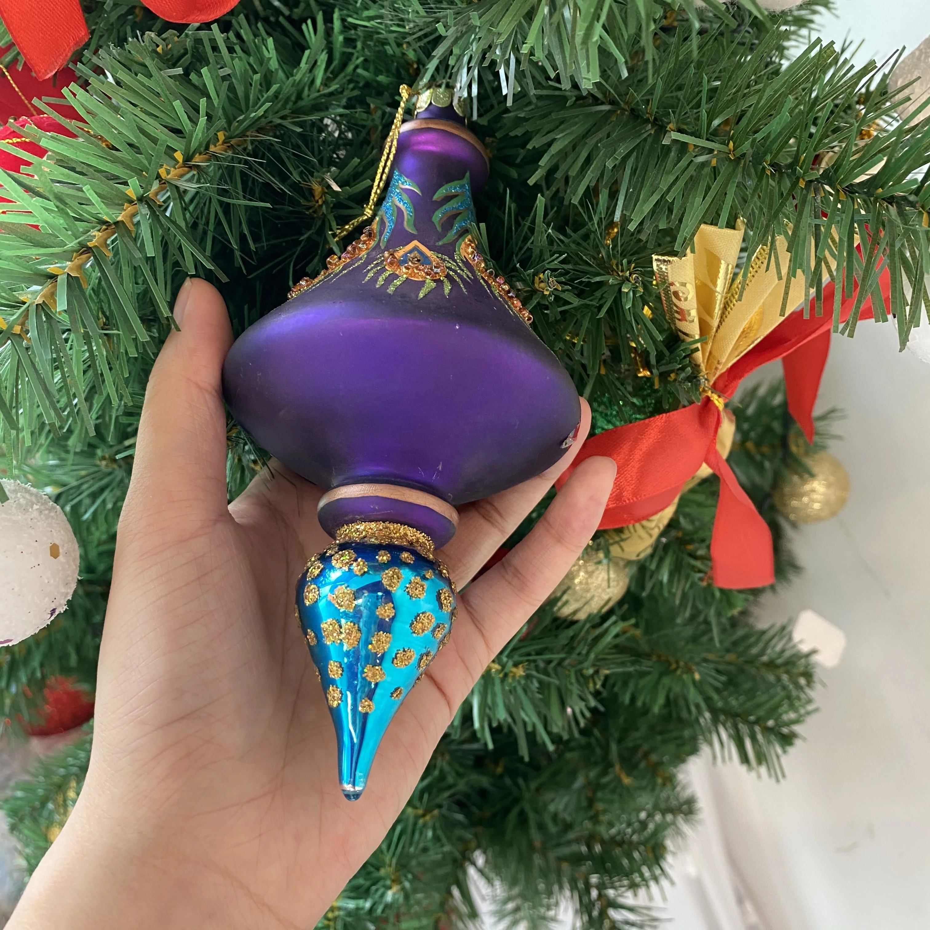 Stained Egyptian Hand Painted Glass Ornament Gifts Custom Glass Blown Christmas Ornaments