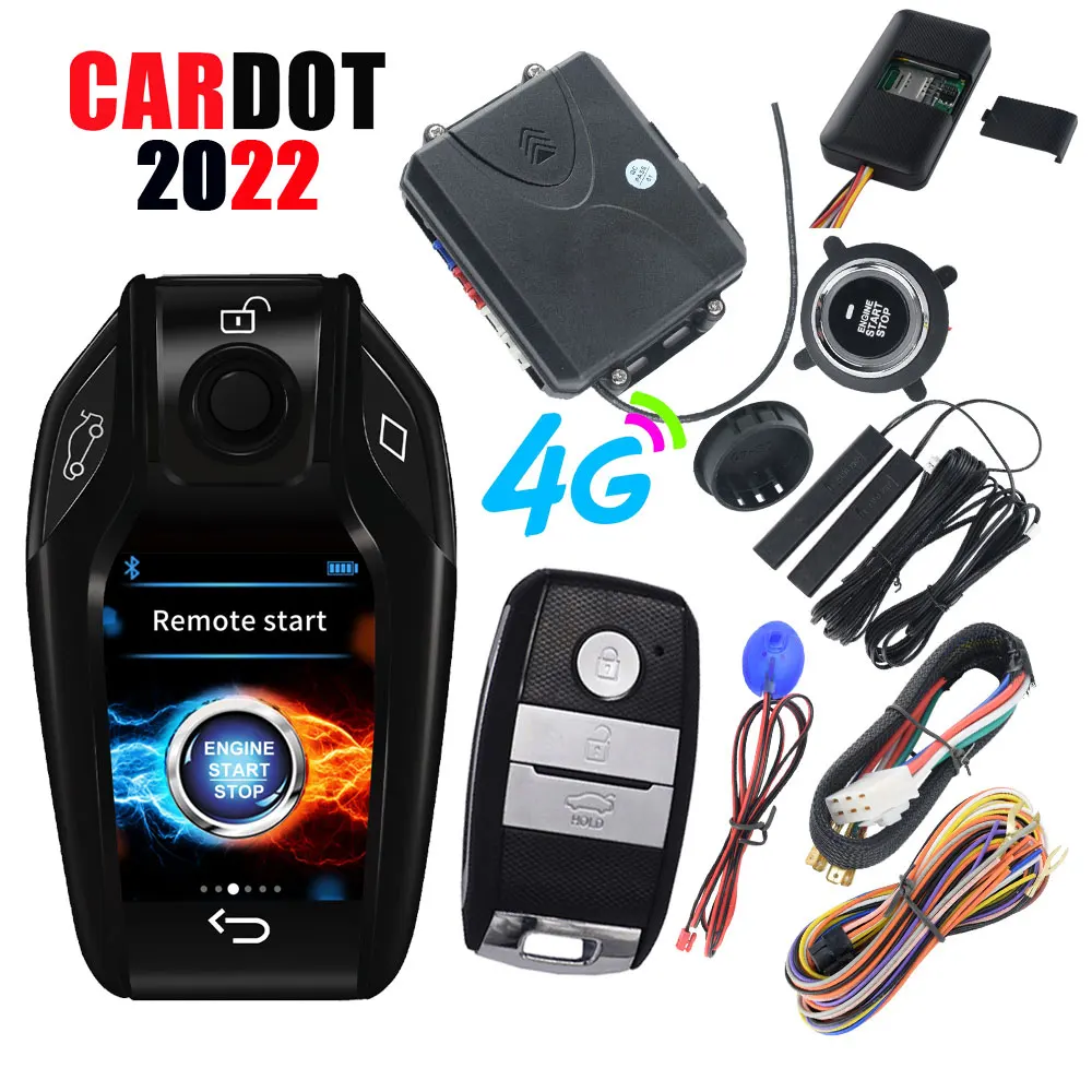 Drop Shipping Cardot 2021 4g Mobile Phone Control Car BT Keyless Entry System Smart Remote Start Push Engine Button Car+Alarms