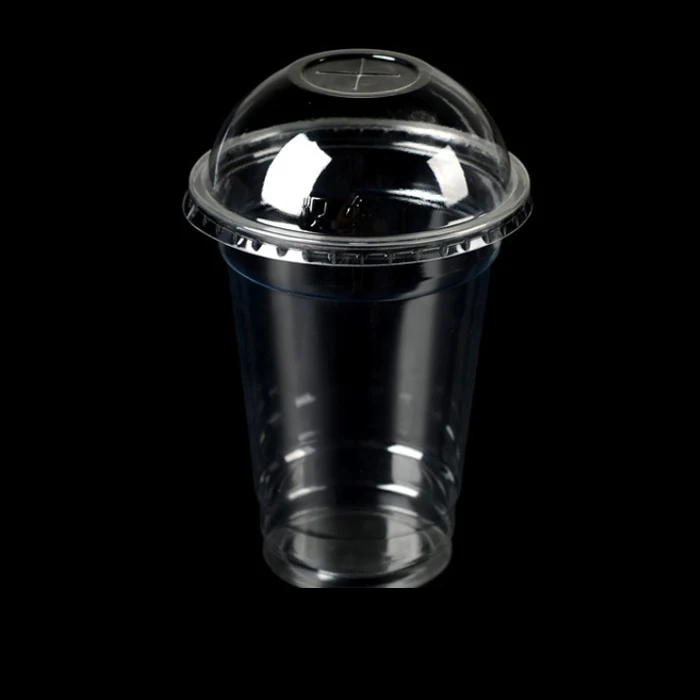 OEM Service Disposable milkshake plastic cups with own logo printed plastic PET cup with dome id