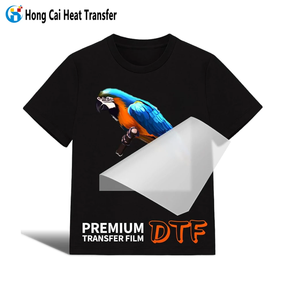 Hongcai custom printable inkjet film screen printing transfer cold and hot peel transparent heat transfer PET dtf film printing