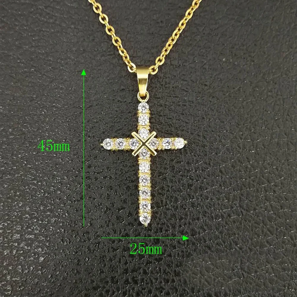 stainless steel pendantsJewelry Gold Plated Zircon Stainless Steel Charm Pendants 316l men golden crosses