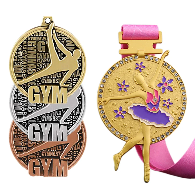 Personalized Design Custom Dance Medal 2d 3D Zinc Alloy Metal Racing Medal Ballet Skating Rhythmic Gymnastics Medal with Ribbon