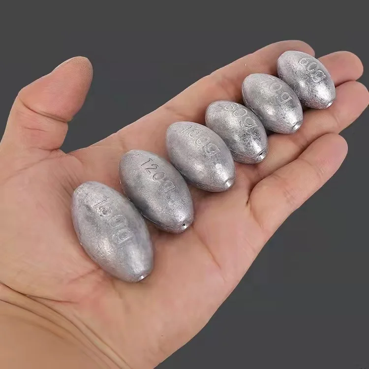 Top quality low price wholesale lead ice fishing tackles lead egg sinker olive fishing weights