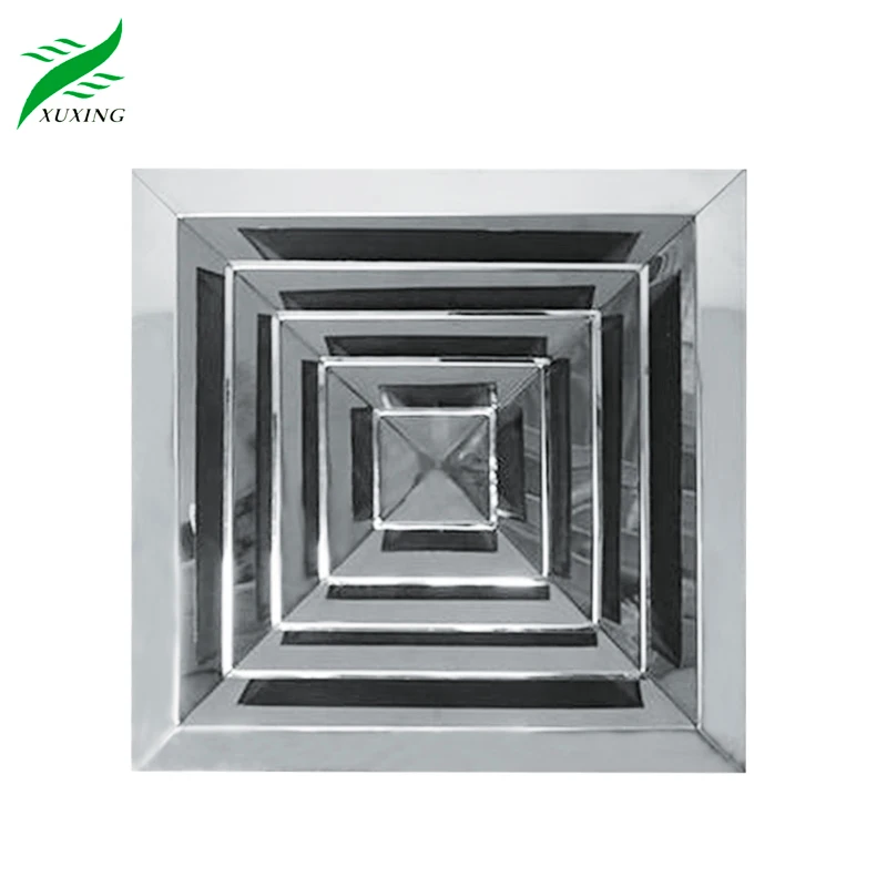 Hvac Air Conditioning Directional Ac Diffuser Stainless Steel 304 316 Supply Ceiling 4 Way Square Air Diffuser