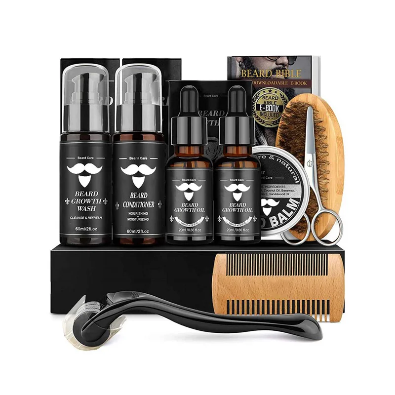 Wholesale Custom Logo Natural Mens Beard Oil Shea Butter Beard Kit for Men Grooming Care