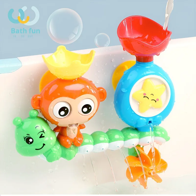 Baby swimming toys    Little cute monkey sucker rotary table   Bathroom bath water spray toys