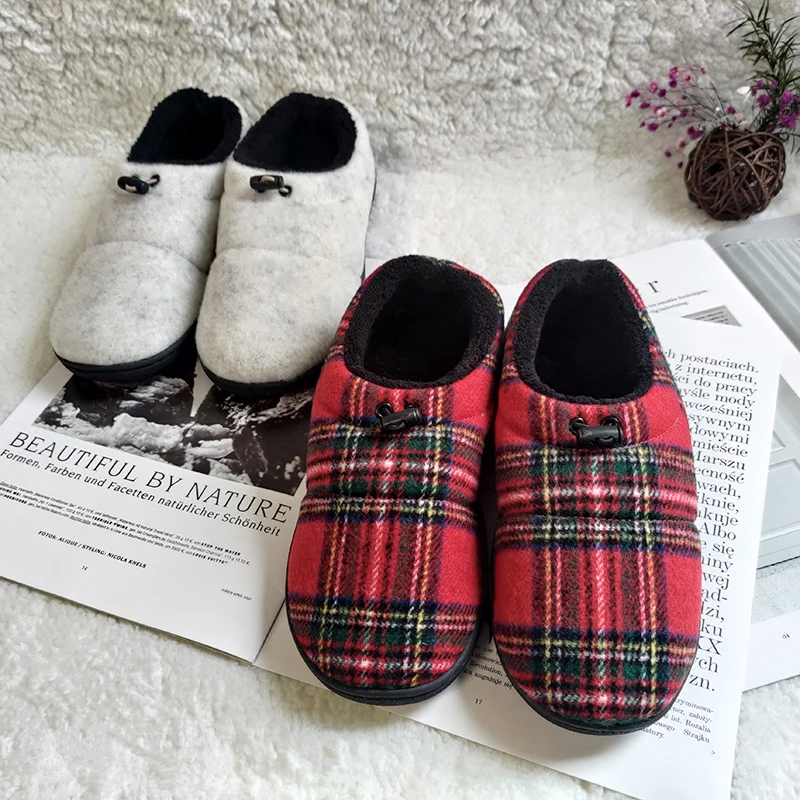 2022 New black and red plaid fashion atmosphere ladies home leisure warm lovers cotton slippers