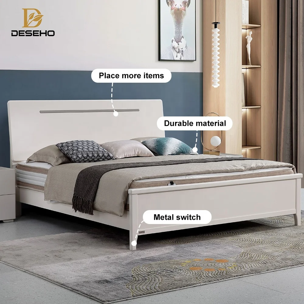 DISIHE China Furniture Manufacturer Double/ Queen/ King White Wooden Bed