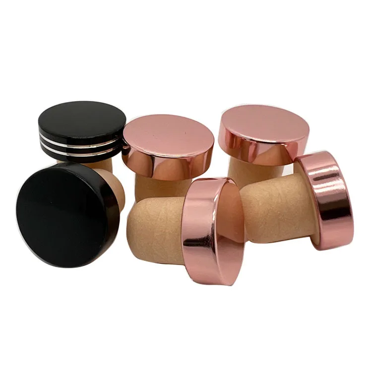 Pilfer Proof T Cork Stopper With Wooden Top Custom Logo  Vodka Bottle Cap Wooden Wine Stopper