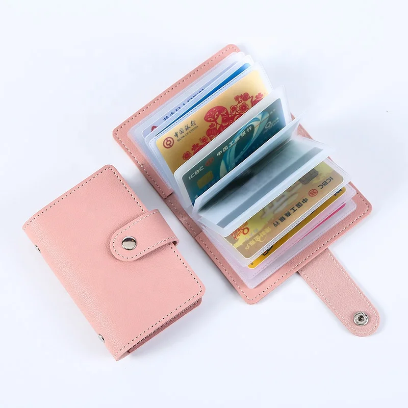 2022 new creative small credit card holder RFID protect PU Leather business name card 26 slots credit card organizer wallet