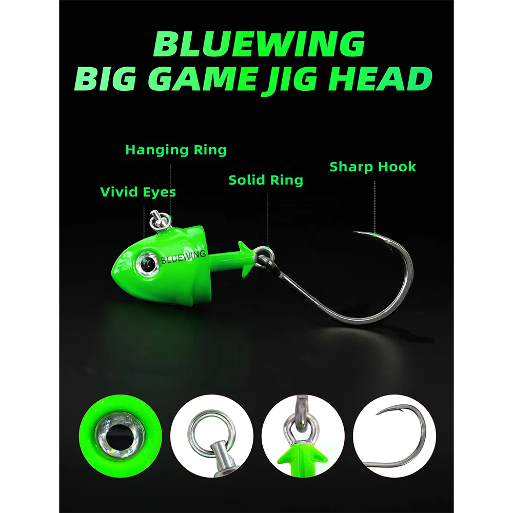 2oz-7oz Jig Head Fishing Hook Soft Lure Jig Head Worm Hook Sea Rigs Lead Fishing Jighead Big Game Swing Hook Jighead