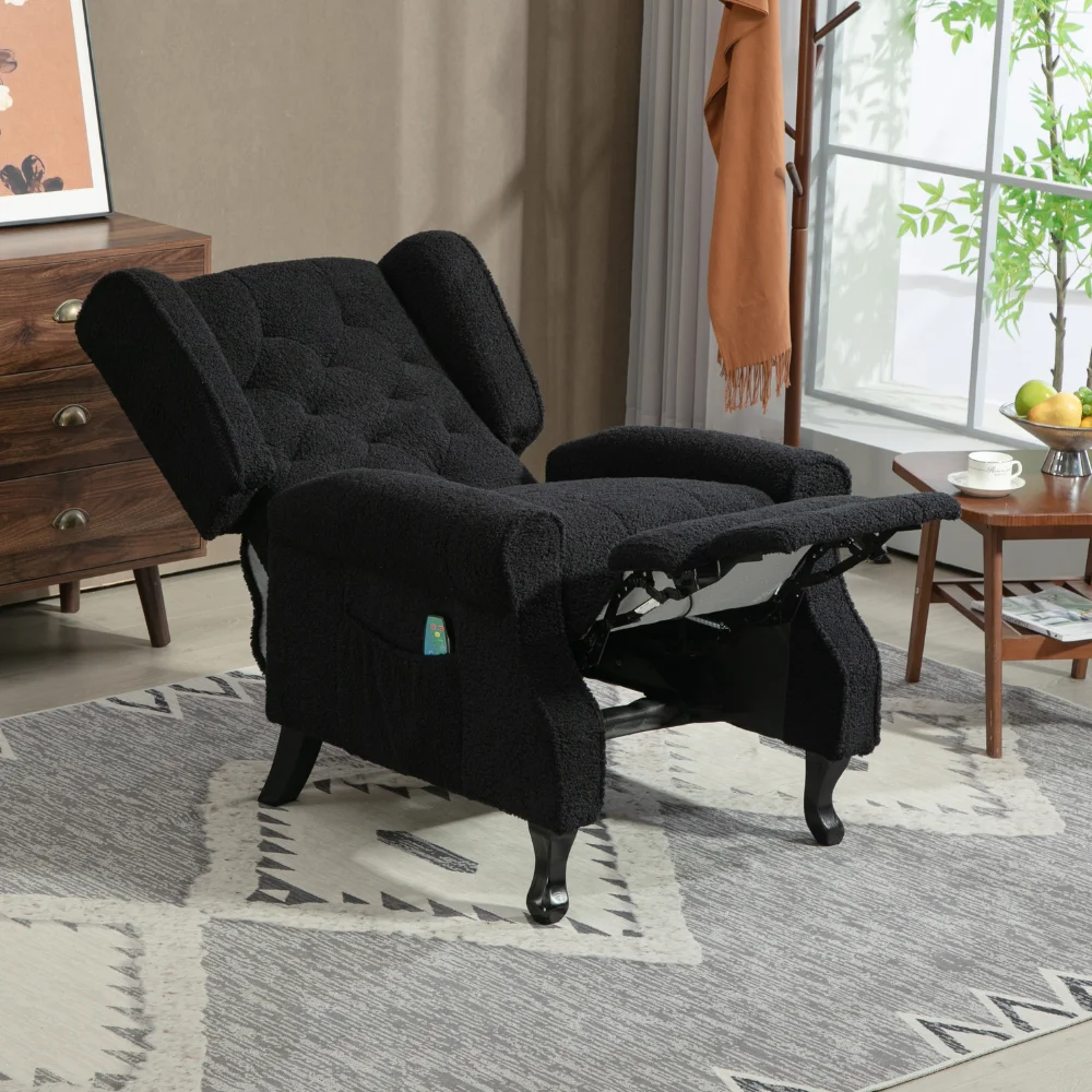 Акцент стул черный Sherpa для гостиной Chaise Lounge Chai