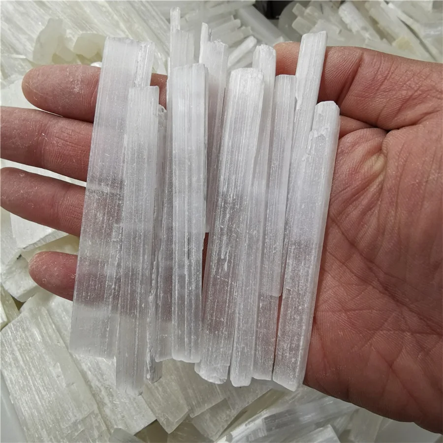 Wholesale natural rough semi-precious crystal crystal clear gypsum white selenite slice