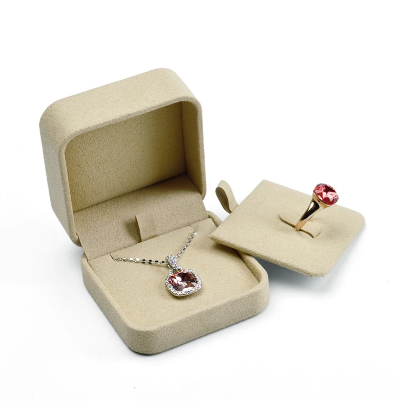 FANXI  Custom Logo Luxury Small Black Pink Soft Flannel Jewelry Box Gift Packaging Case Velvet Necklace Ring Boxes