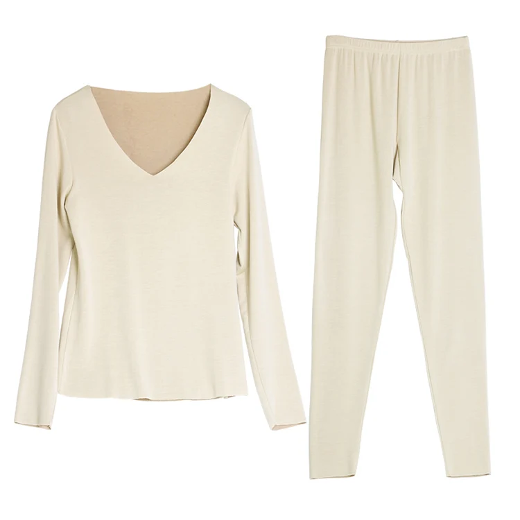 Комплект бесшовного термобелья для женщин, бархатные толстые шелковые кальсоны с длинными рукавами, бесшовное нижнее белье