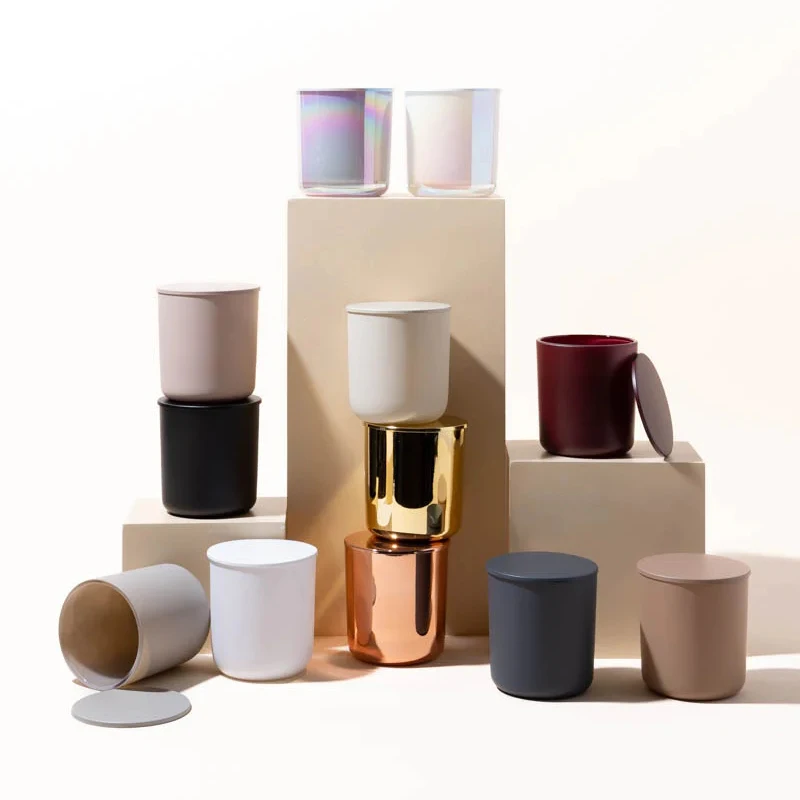 Best selling product copper jar aura candle vessels 8oz 10oz 12oz 14oz 16oz rose gold glass candle jar with rose gold metal lid