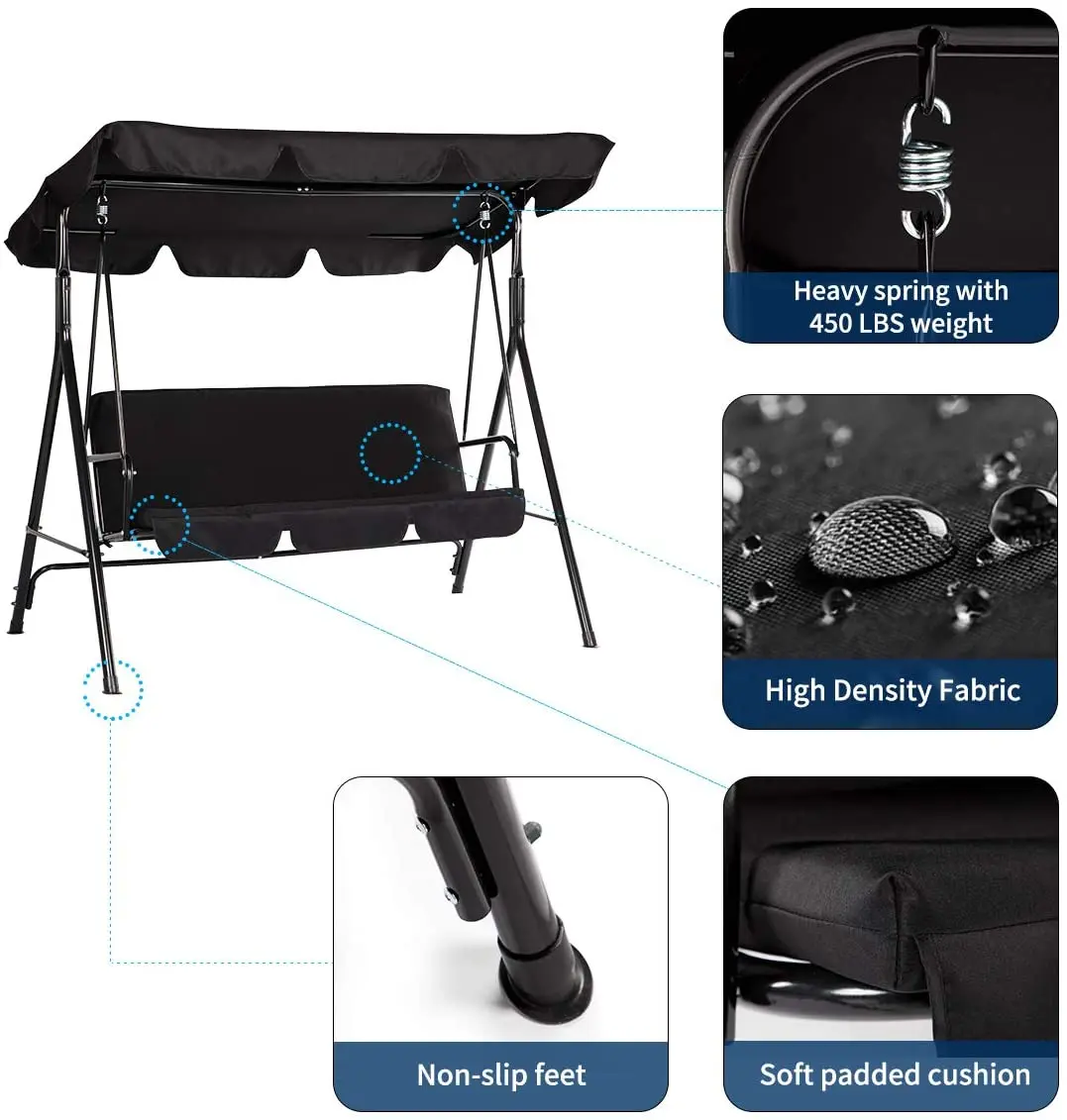 Outdoor Rattan Wicker Double Seat Hanging Egg Swing Chair with Metal Stand Furniture Color Material Origin General Place Model