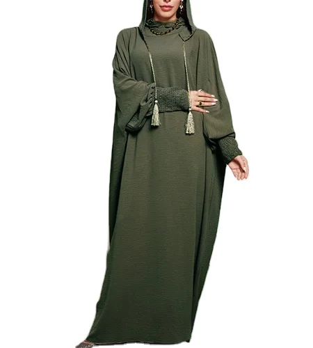 Новое стильное мусульманское арабское платье с капюшоном Abaya модное и элегантное приталенное платком