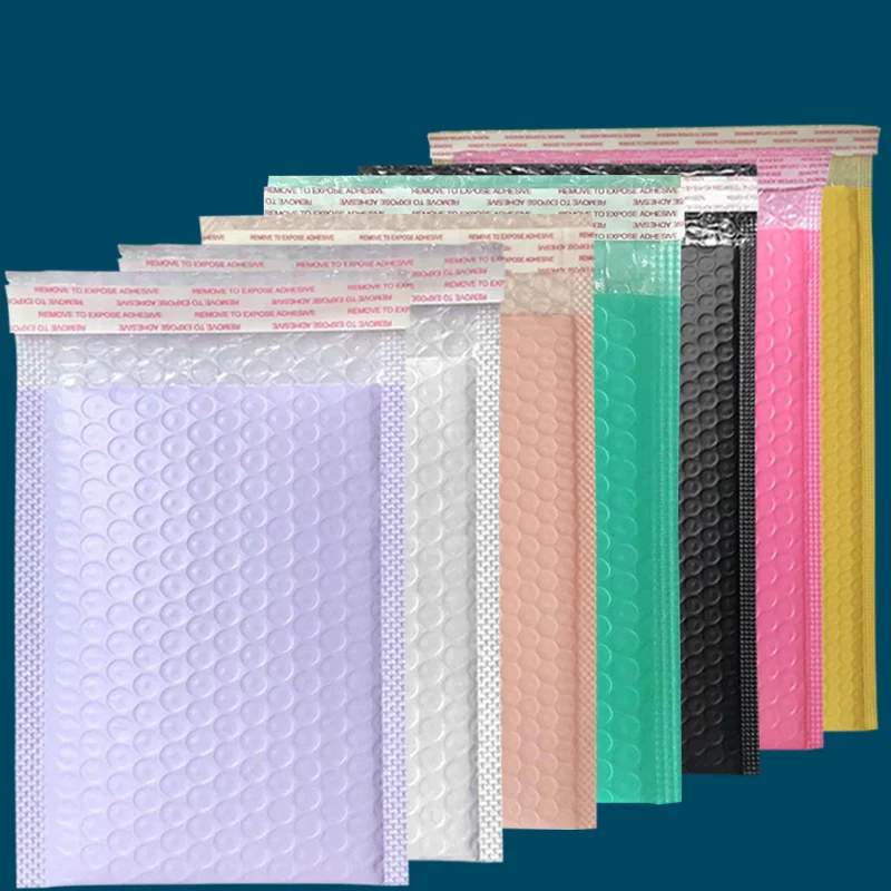 custom Metalic/ Bubble Bags Padded Envelope Metallic Garment Packaging Bag Black/Pink/Purple Bubble Mailer Matte Metallic Mailer