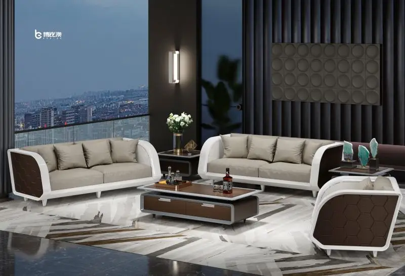 Modern White Commercial Office Couch Leather Lounge Lobby Furniture Reception Waiting 3 1 1 Executive Sofa Set