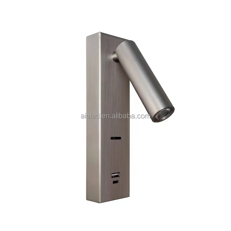 Modern surface headboard reading wall lamp type-C USB reading light bedside wall lights USB type-C for villa hotel peoject
