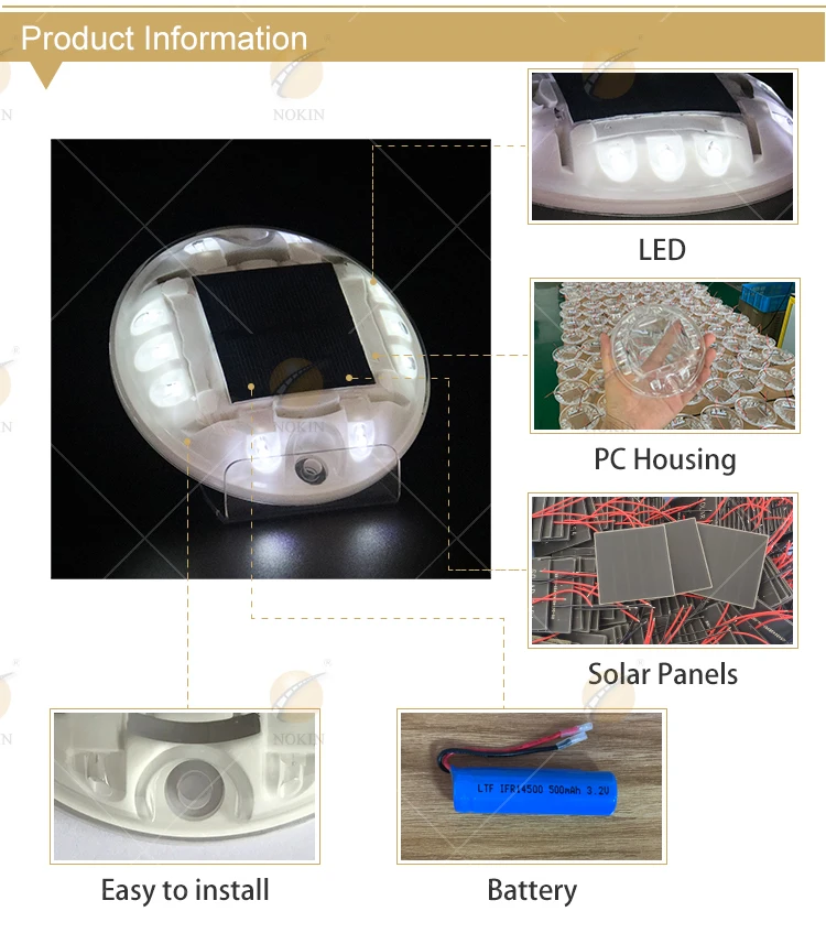 PC Plastic High Quality Raised Solar Road Stud Flashing Light Marker Pavement Roadside Park Led Solar Road Stud Cat Eye