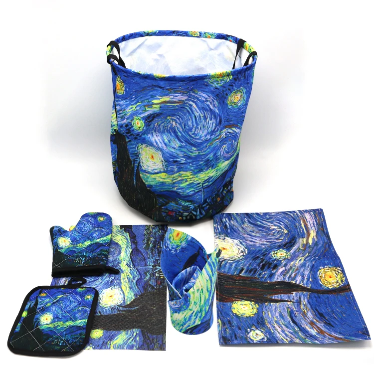 Van Gogh plastic trays set custom logo serving melamine tray cake food tray