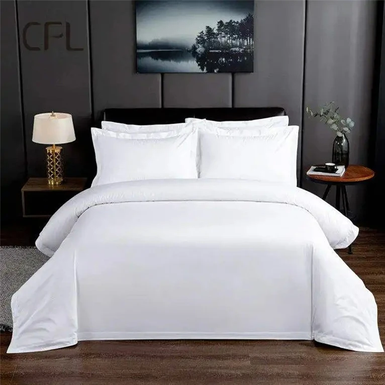 CFL factory professional customized good quality 100% cotton 4 pcs bed sheet hotel bedding set for king queen bed
