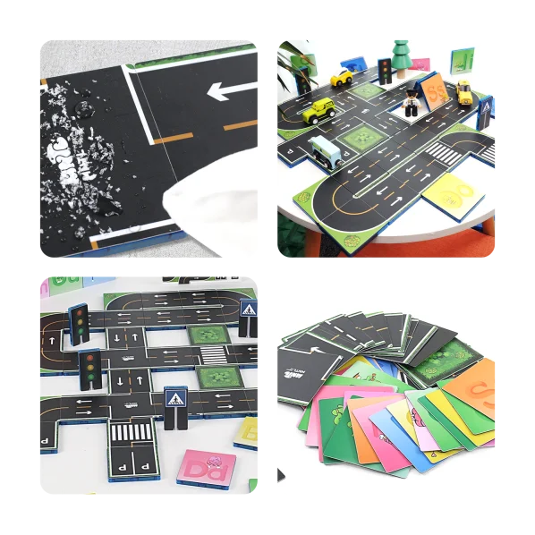 MNTL  Kids DIY Assembly Magnetic Toppers 42pcs Car Topper Custom  Traffic Magnetic Road Toppers Toys For Kids