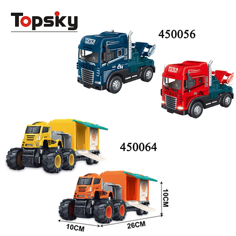 Topsky Diecast Trailer Toys 1:24 Inertia Alloy Truck Vehicle With Light And Music Children Trailer Car Set Diecast Toys For Gift