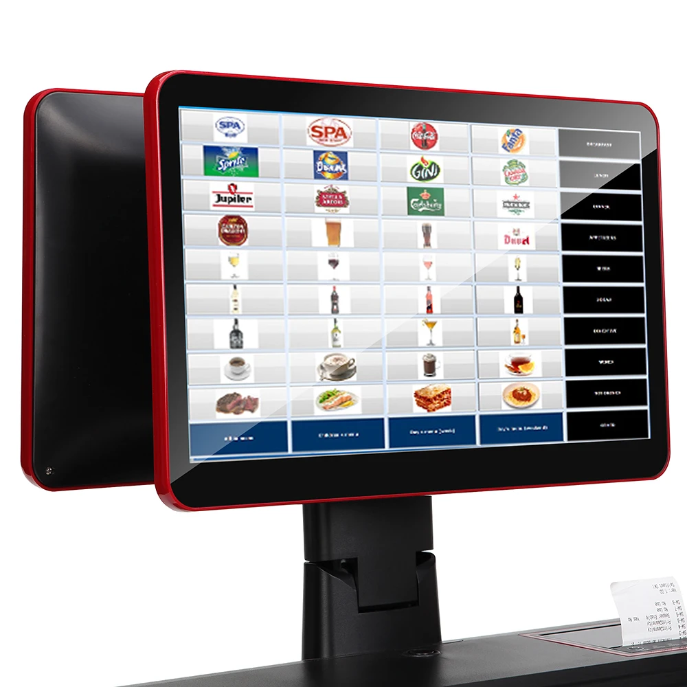 Все в одном сенсорный двойной экран Точка кассового терминала android pos системы