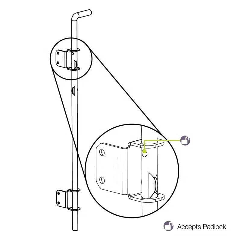 Black Heavy Duty Cane Door Drop Bolt Latch Gate Lock Fence Door Bolt Door