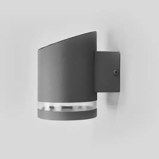 modern aluminum black round cylinder slope outdoor solar wall mounted garden wall lamp