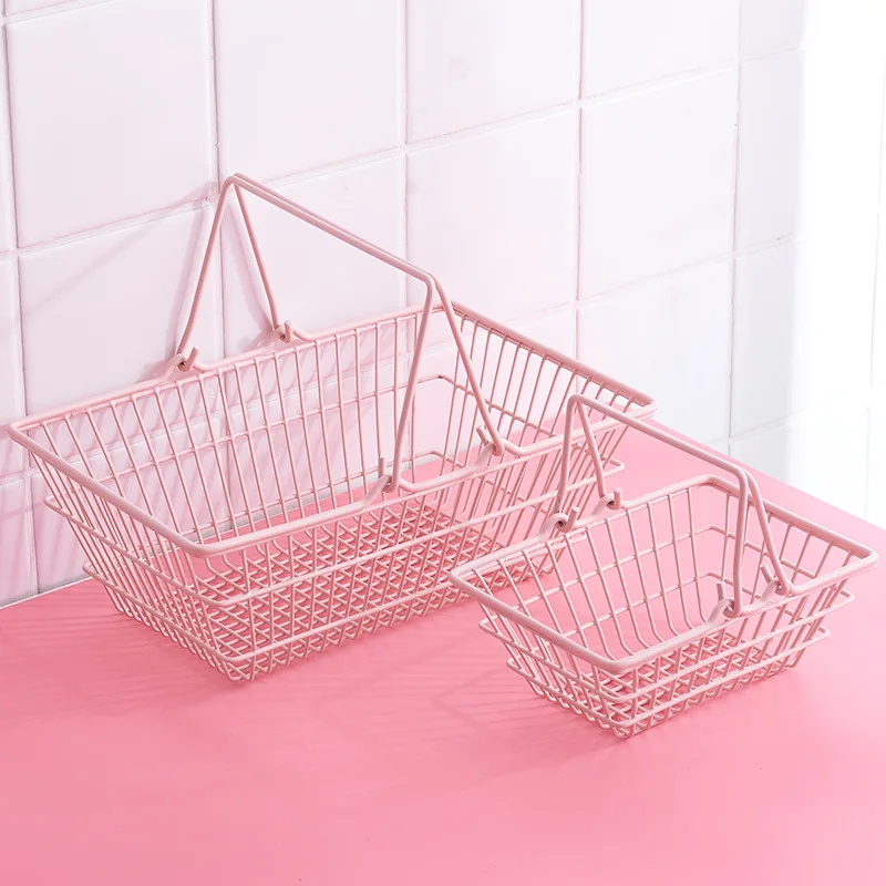 Mini Supermarket Shopping Hand Basket Pink Shopping Basket