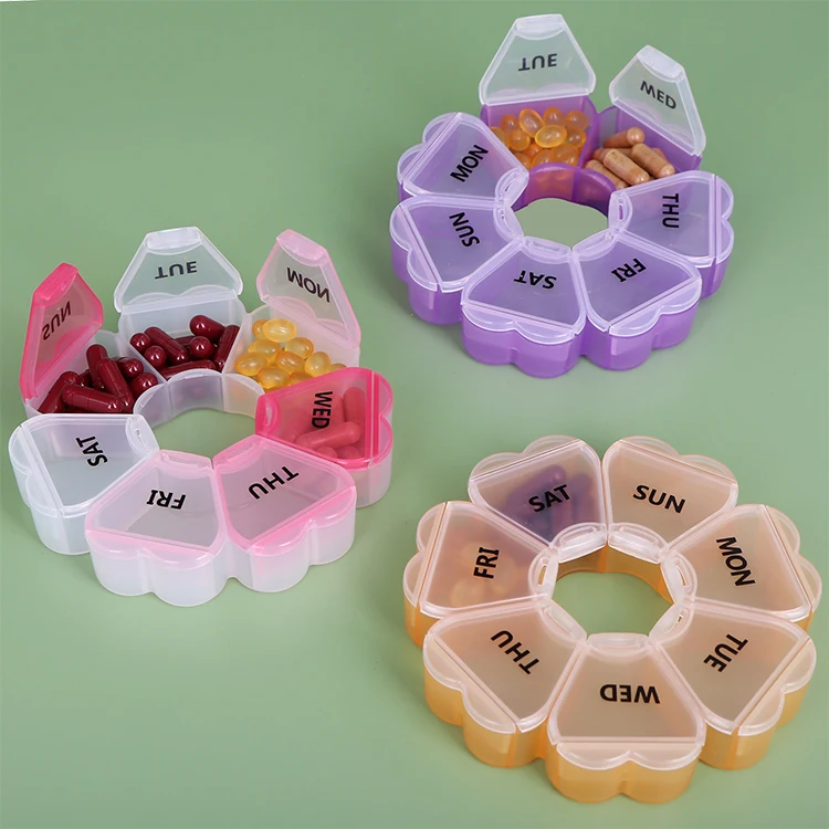 SUNSHING 7 Days Round Portable Medicine Pill Box Colorful Small Travel Vitamin Cases Container Storage Tablet Fish Oils Tools