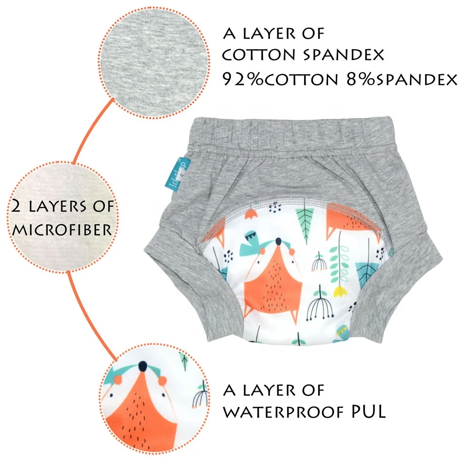 OEM super absorbent waterproof toddler cotton training pants baby cloth diaper