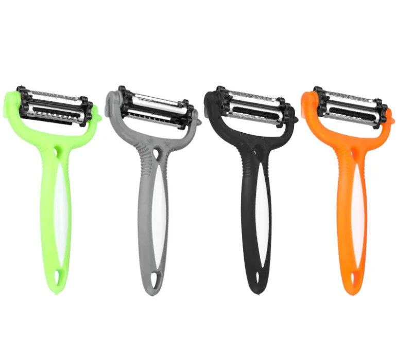 2021 Multi-function kitchen rotary pelador stainless steel three-in-one smooth and labor-saving fruit and vegetable peeler